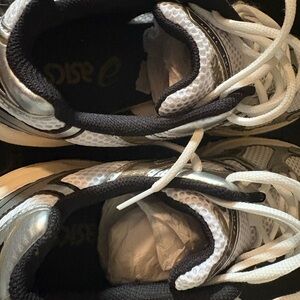 ASICS Metallic Silver and Black Sneakers